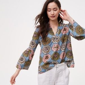 LOFT Marigold Bell Sleeve Softened Shirt Sz S